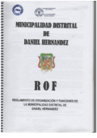 REGLAMENTO DE ORGANIZACIÓN Y FUNCIONES DE LA MUNICIPALIDAD DISTRITAL DE DANIEL HERNÁNDEZ