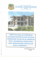 DIRECTIVA PARA LA ATENCIÓN DE DENUNCIAS POR PRESUNTOS ACTOS DE CORRUPCIÓN Y FALTAS AL CÓDIGO DE ÉTICA E INTEGRIDAD – MDDH